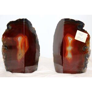 Brown Geodes Stones Bookends Agate Smooth Polished Natural Rough Outside Decor